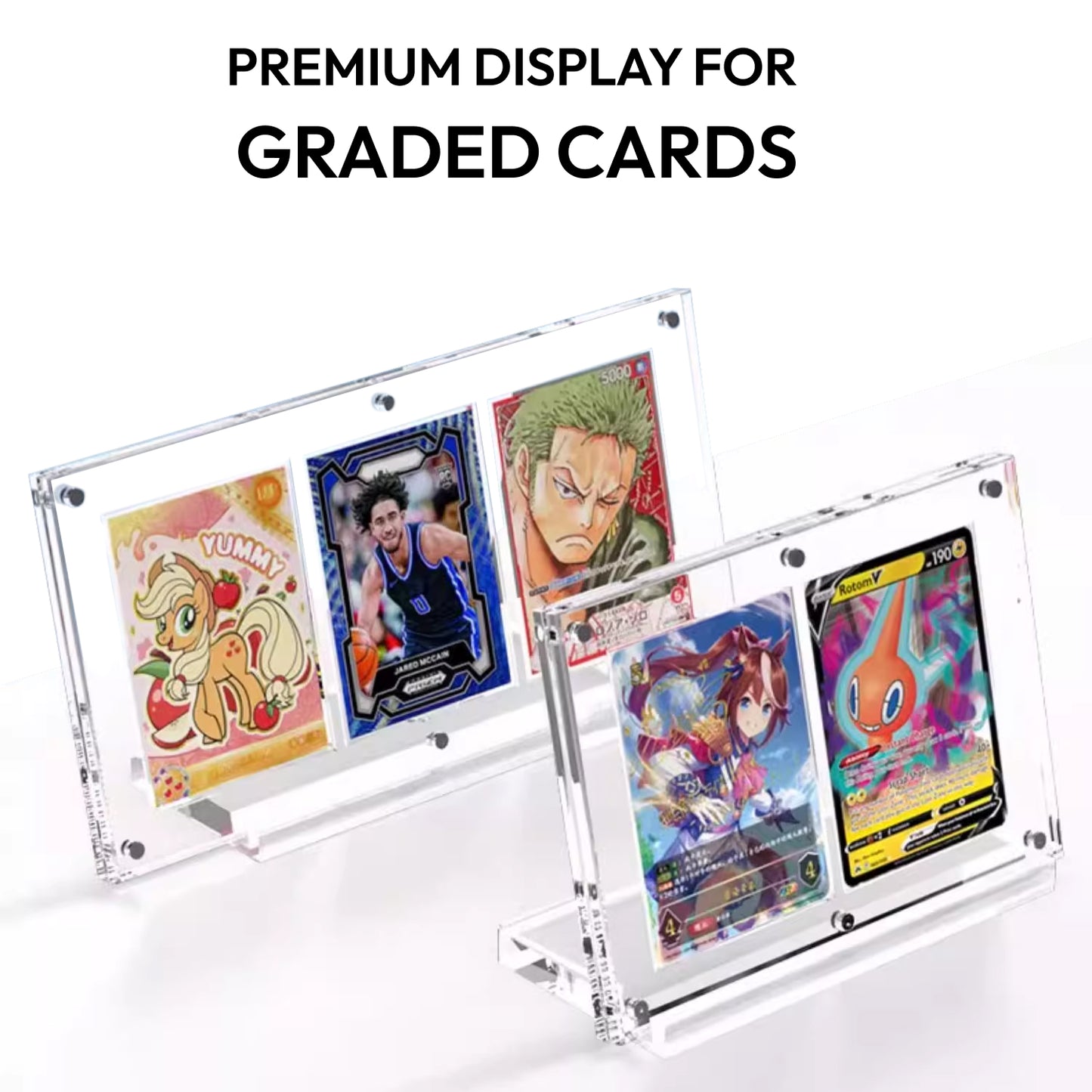 SuprPetrix graded card display case showing magnetic panel design