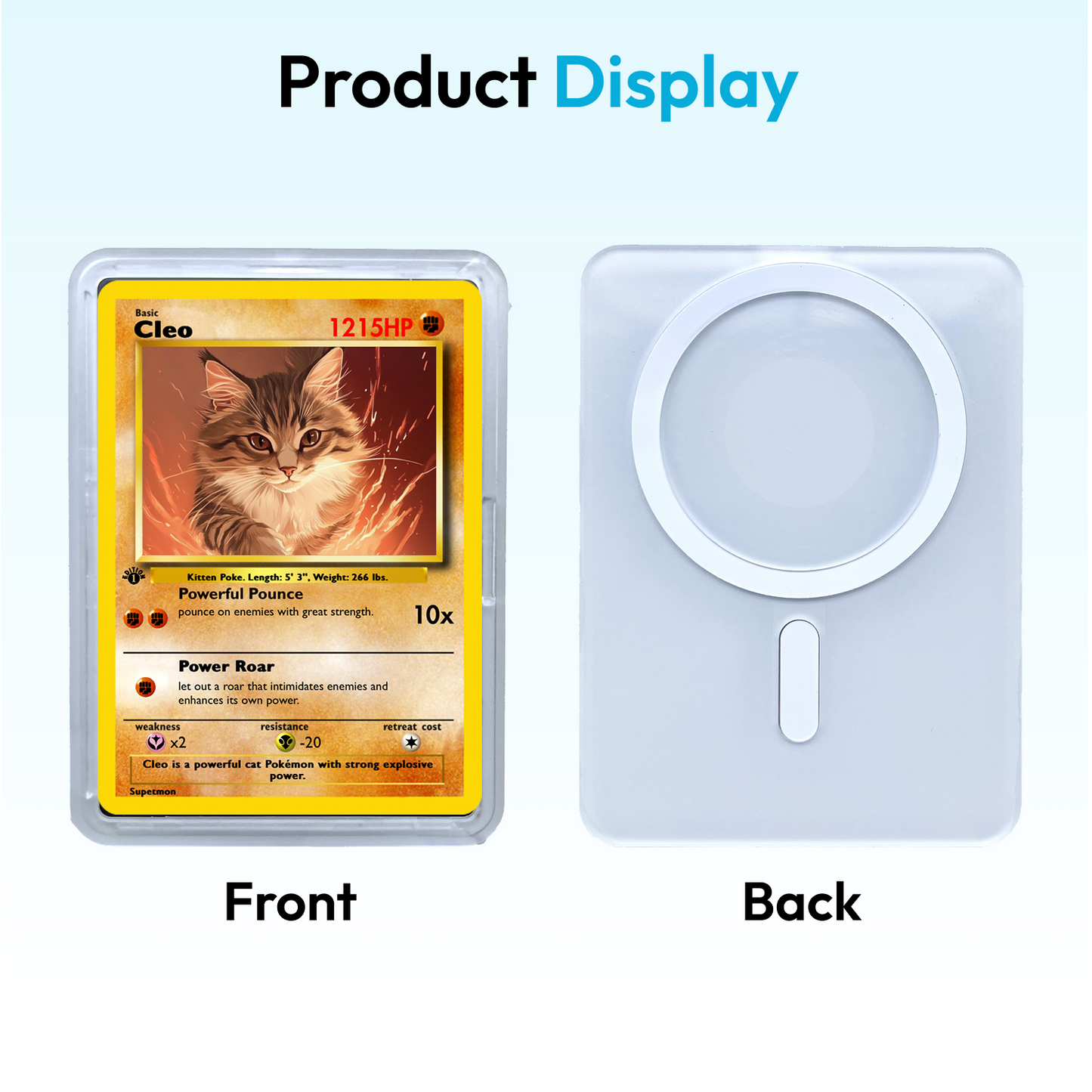 SuprPetrix magnetic card display sleeve showing card insertion