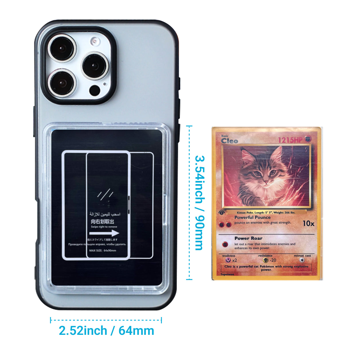 Custom Card-Display Phone Case – Compatible with Pokémon Trading Cards