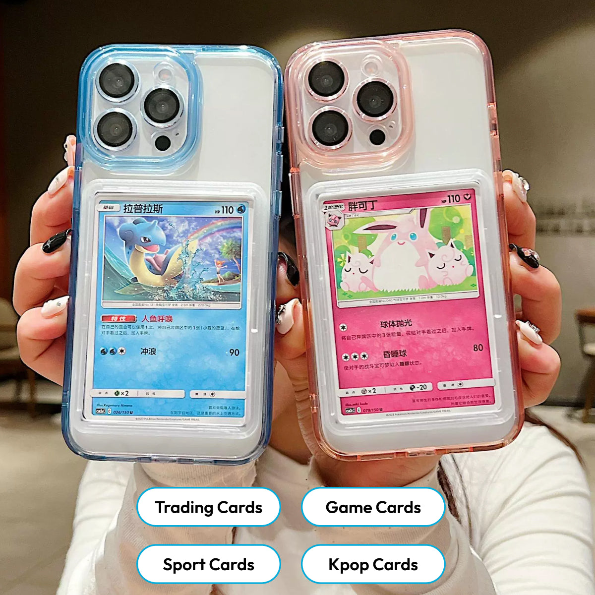 Card/Photo Display Phone Case for iPhone | PTCG/Picture Display Top Loaders & Sleeves | Compatible with Pokemon Cards, Sports, One Piece, Magic