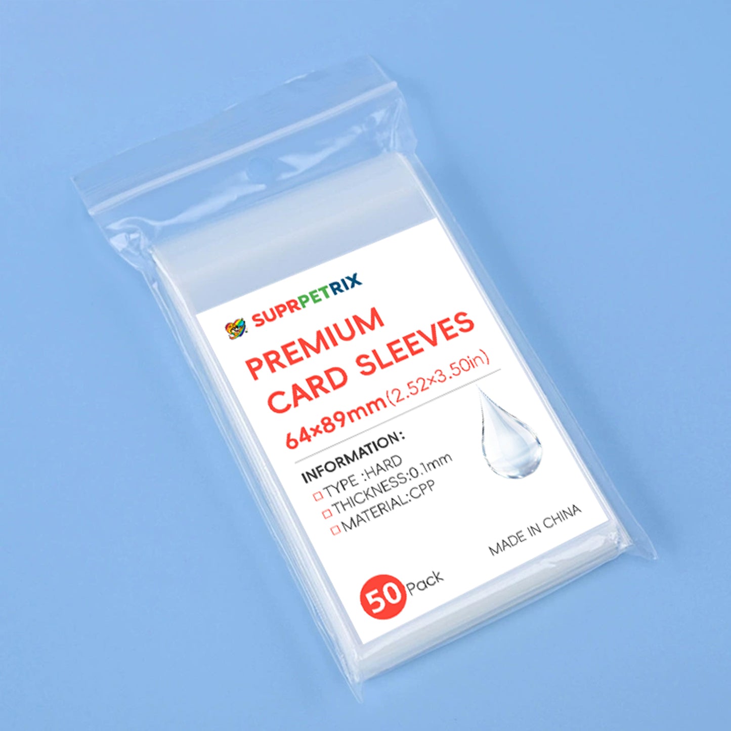 SuprPetrix 20 Micron Ultra Clear CPP Card Sleeves – 64x89mm Flat & Resealable Bags for Trading Cards, Board Games, Collectibles - product image 2