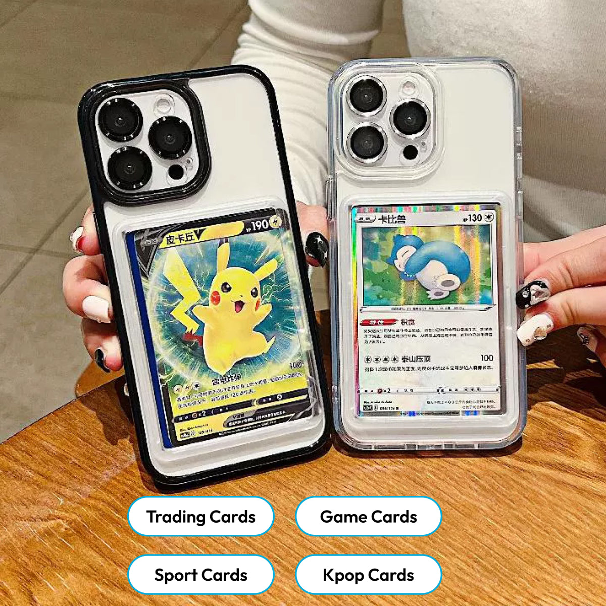 Card/Photo Display Phone Case for iPhone | PTCG/Picture Display Top Loaders & Sleeves | Compatible with Pokemon Cards, Sports, One Piece, Magic
