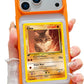 Orange card display phone case for iPhone with cat trading card - SuprPetrix