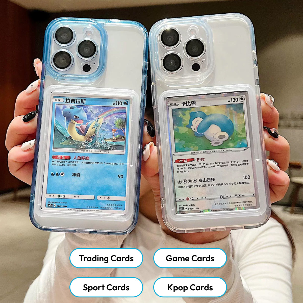Card/Photo Display Phone Case for iPhone | PTCG/Picture Display Top Loaders & Sleeves | Compatible with Pokemon Cards, Sports, One Piece, Magic