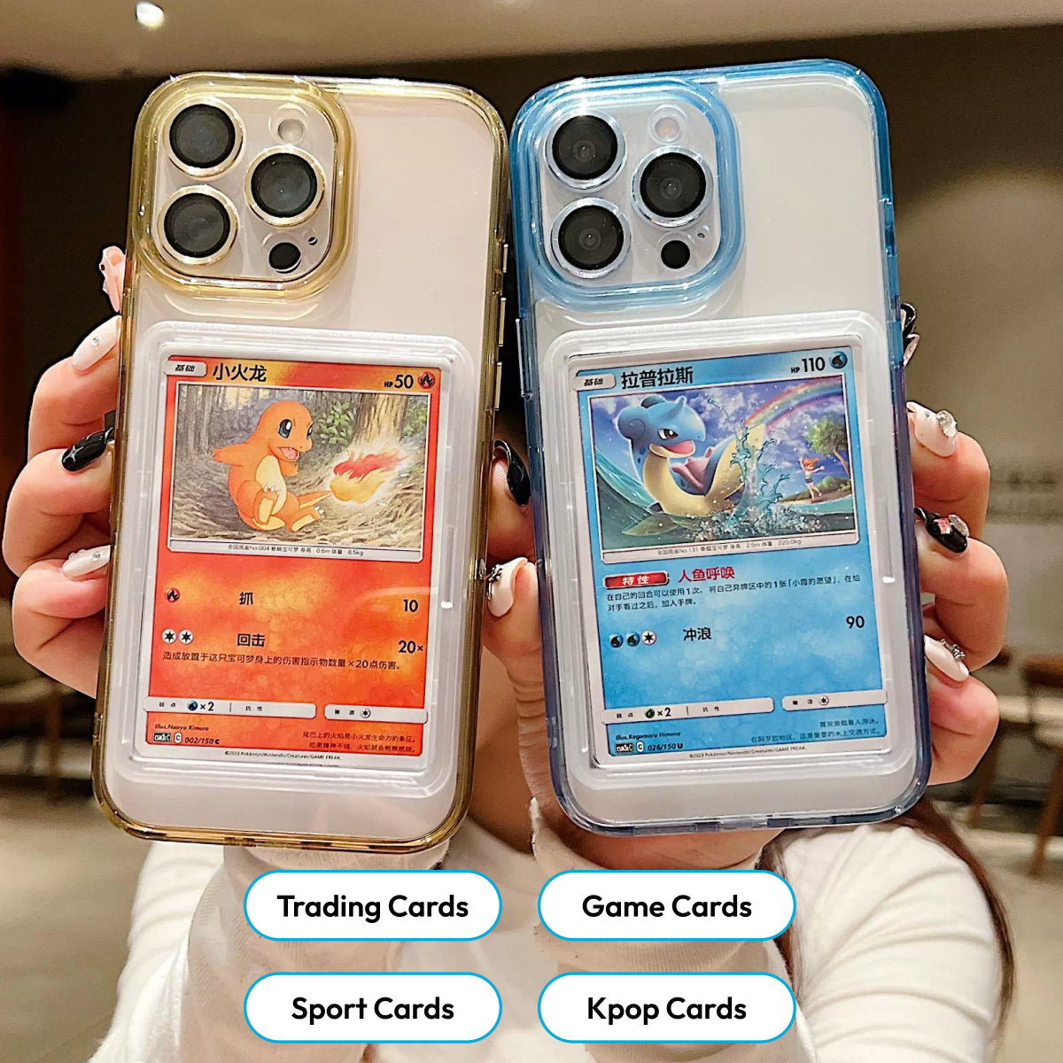 Card/Photo Display Phone Case for iPhone | PTCG/Picture Display Top Loaders & Sleeves | Compatible with Pokemon Cards, Sports, One Piece, Magic
