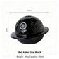 Black pet ashes urn with dimensions and weight information on a white background