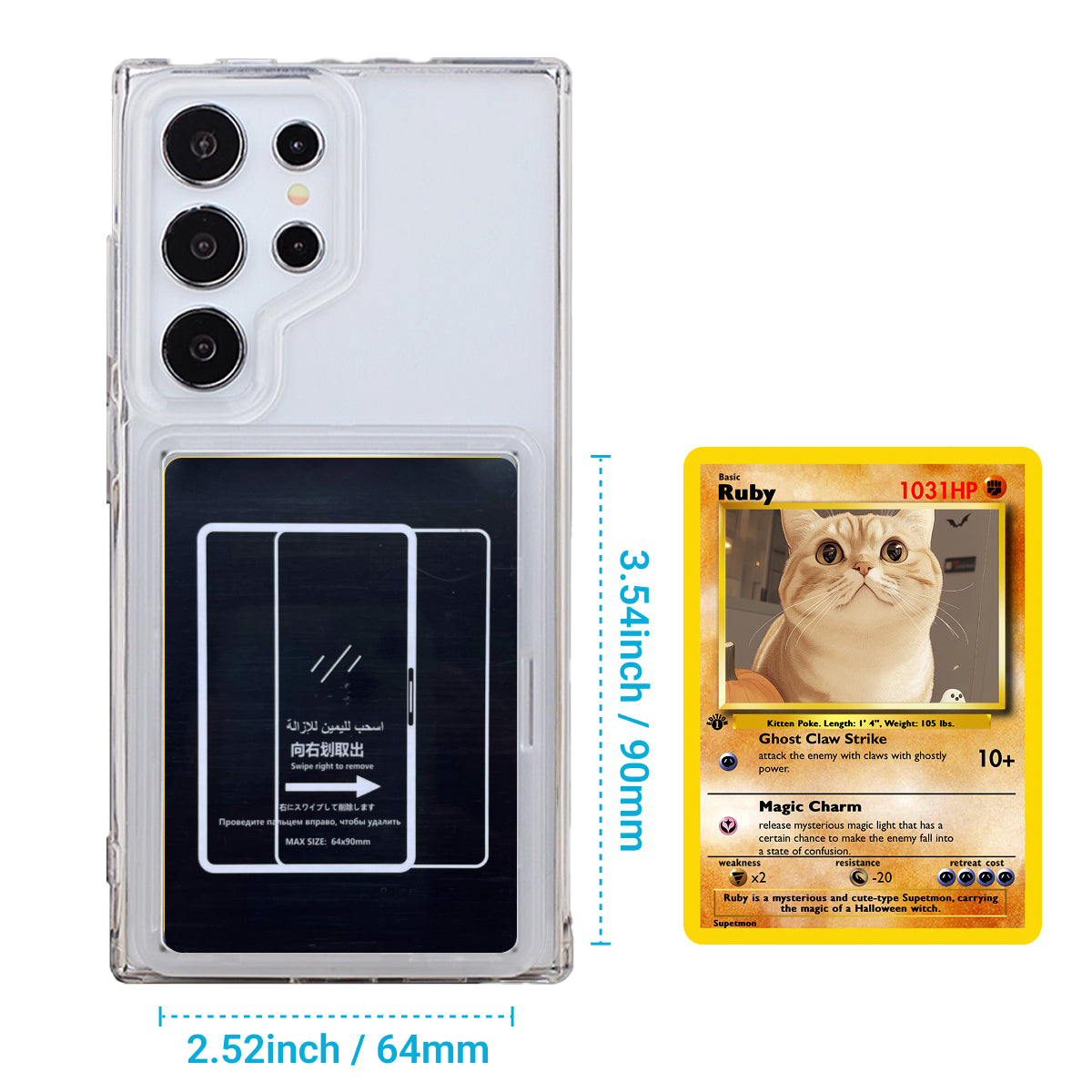 Card Display Phone Case for SAMSUNG type – Compatible with Pokémon Trading Cards